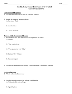 Name ____________________________________  Hour _______ Unit 3 Study Guide: Expansion and Conflict