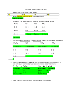 CHEMICAL EQUATIONS TEST REVIEW H₂O C₆H₁₂O₆