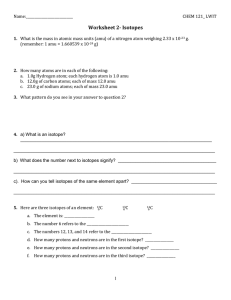 Worksheet 2- Isotopes