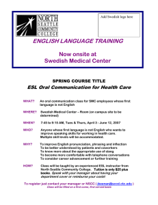 ENGLISH LANGUAGE TRAINING  Now onsite at Swedish Medical Center