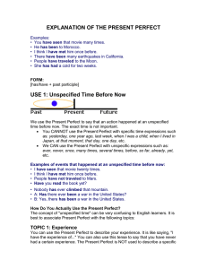 EXPLANATION OF THE PRESENT PERFECT USE 1: Unspecified Time Before Now