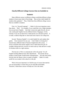 Classify Different College Courses that are Available to Students
