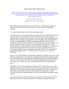 Maurer/Stier 2007 Annual Letter
