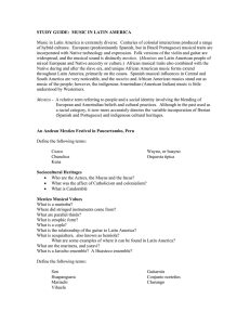 STUDY GUIDE:  MUSIC IN LATIN AMERICA