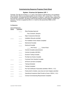 Commissioning Sequence Progress Check Sheet System: Vivarium Air Systems LEF- 1