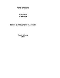 FORE-RUNNERS  OF FRENCH IN NIGERIA