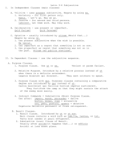 Latin 3-4 Subjunctive I.  In Independent Clauses (main clauses)