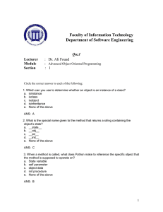 Faculty of Information Technology Department of Software Engineering  Quz1