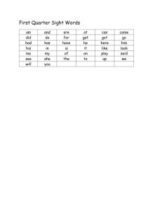 First Quarter Sight Words