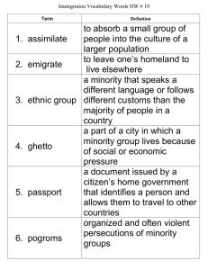 to absorb a small group of 1.  assimilate larger population
