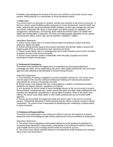 Preamble: Acknowledging the diversity of the laws and conditions under... practice, NASN believes in a commonality of moral and ethical...