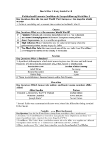 World War II Study Guide Part I