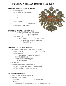 BUILDING A RUSSIAN EMPIRE:  1450-1750
