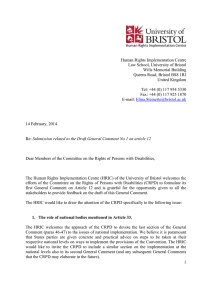 Human Rights Implementation Centre Law School, University of Bristol Wills Memorial Building