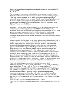 Letter to Human Rights Committee regarding draft General Comment No.... paragraph 19