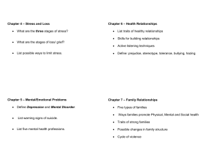 – Stress and Loss – Health Relationships Chapter 4