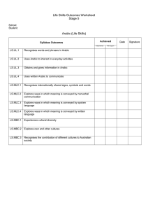 Life Skills Outcomes Worksheet Stage 5  Arabic (Life Skills)