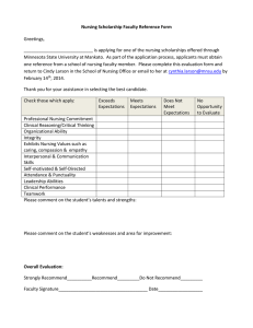 Nursing Scholarship Faculty Reference Form Greetings,