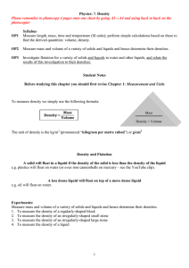 Physics: ?. Density Please remember to photocopy 4 pages onto