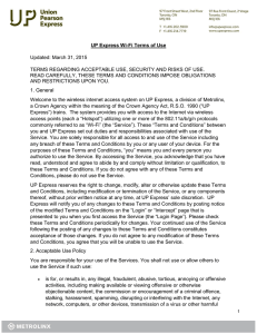 UP Express Wi-Fi Terms of Use Updated: March 31, 2015 TERMS