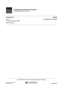 Maths - Specimen paper 2 - Cambridge International Examinations