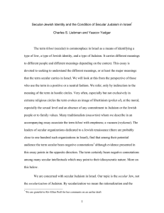 1 Secular-Jewish Identity and the Condition of Secular Judaism in