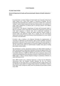 A short biography Dr.Jamila Taiseer Al Abri Director of Department