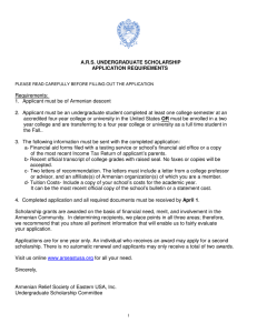A.R.S. UNDERGRADUATE SCHOLARSHIP APPLICATION