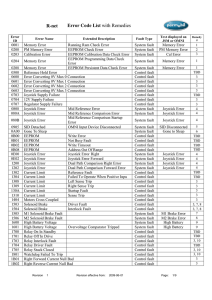 R-net Error Code List with Remedies