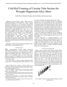 Cold Roll Forming of Circular Tube Section for Wrought Magnesium