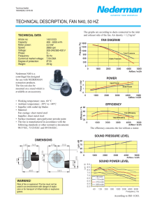 technical description, fan n40, 50 hz