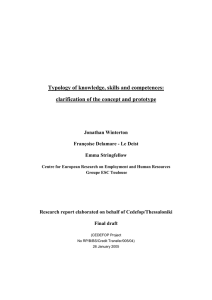 Typologies for knowledge, skills and competence