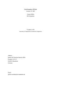 Verb-Second as vP-First October 29, 2002 Gereon Müller IDS