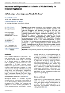 Mechanical and Physicochemical Evaluation of Alkaleri Fireclay for Refractory Application