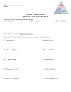 mole to mass conversion worksheet