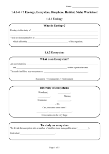 Ecology Worksheet