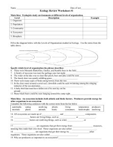 Ecology Study Guide Bio 