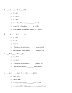 Mole Ratio Worksheet