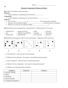 elements compounds mixtures pH Quiz