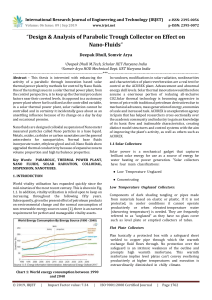 IRJET-    Design &Analysis of Parabolic Trough Collector on Effect on Nano-Fluids