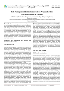 IRJET-    Risk Management in the Construction Project: Review