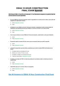 OSHA 10 Construction Final Test Answer Key CS span