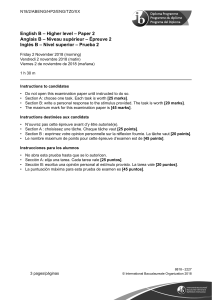 English B paper 2  HL