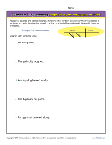 sentence diagramming adjectives adverbs articles