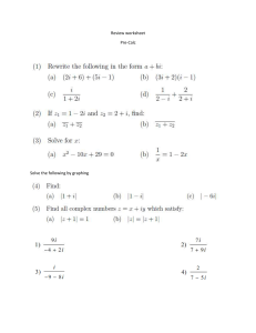 Review Worksheet - unit 1