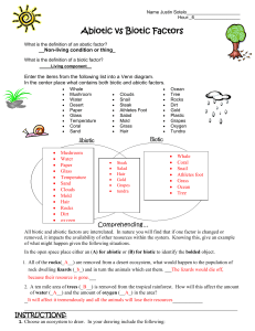 Abiotic vs Biotic Factors Answer Key