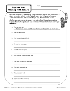 Simile worksheet