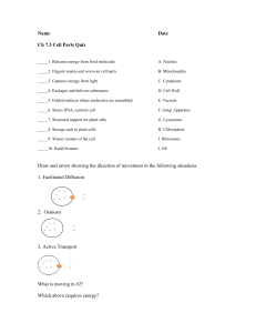 Cell Parts and Diffusion Quiz