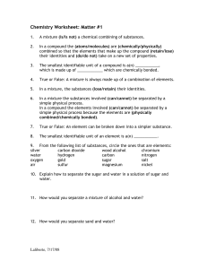 Review of Matter Packet