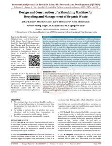 Design and Construction of A Shredding Machine for Recycling and Management of Organic Waste